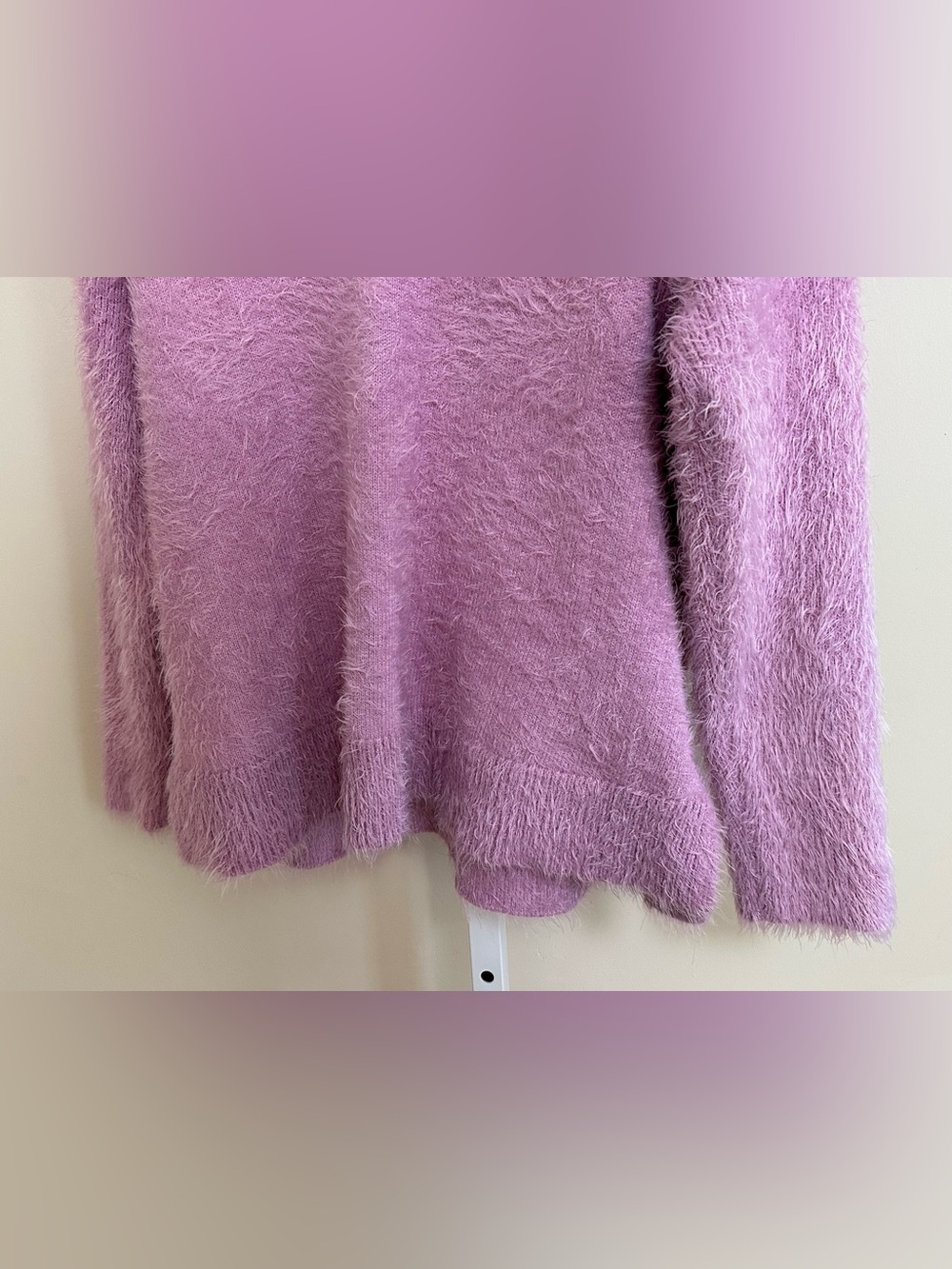 Show Me Your Mumu S Lilac Fuzzy V-Neck Sweater Oversized Coquette - Picture 7 of 8